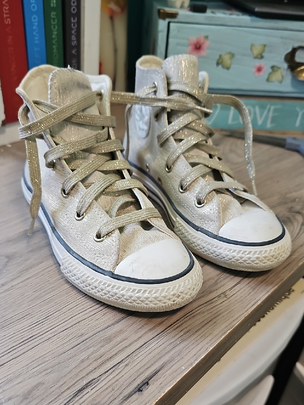 Converse Junior Metallic High-Top Sneakers - Goldish Size 1